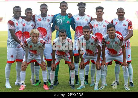 Bangladesh Muktijoddha SKC Team photosession prima del Bangladesh Premier League 2022-23 partita tra Basundhra Kings e Bangladesh Muktijoddha SKC Foto Stock