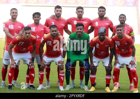 Foto della Basundhara Kings Team prima della partita della Bangladesh Premier League 2022-23 tra Basundhra Kings e Bangladesh Muktijoddha SKC a basund Foto Stock