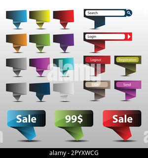 Set colorato di Origami Paper Speech Bubbles Illustrazione Vettoriale