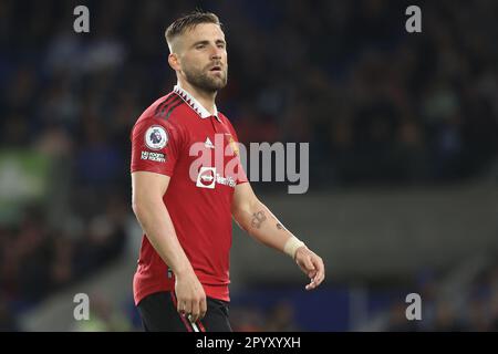 Luke Shaw in azione per il Manchester United allo stadio AMEX Foto Stock