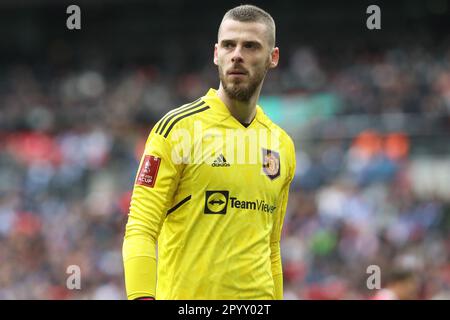 David de Gea in azione per il Manchester United al Wembley Stadium Foto Stock