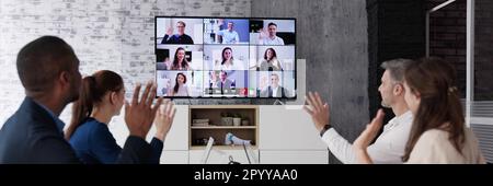 Videoconferenza online in riunione Foto Stock