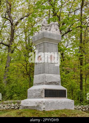 Il 17th Maine Fanteria Monument a Wheatfield, Gettysburg Pennsylvania USA Foto Stock