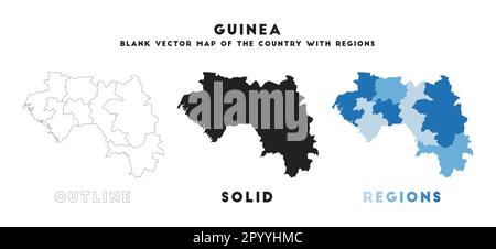 Mappa della Guinea. Confini della Guinea per la vostra infografica. Forma del paese vettoriale. Illustrazione vettoriale. Illustrazione Vettoriale