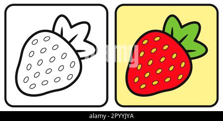 Libro da colorare o libro da colorare per bambini. Il contorno di una fragola. Illustrazione vettoriale. Illustrazione vettoriale Illustrazione Vettoriale