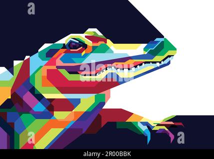 coccodrillo colorato in stile pop art Illustrazione Vettoriale