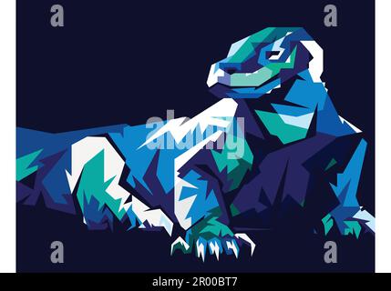 drago komodo fullblue in stile pop art Illustrazione Vettoriale