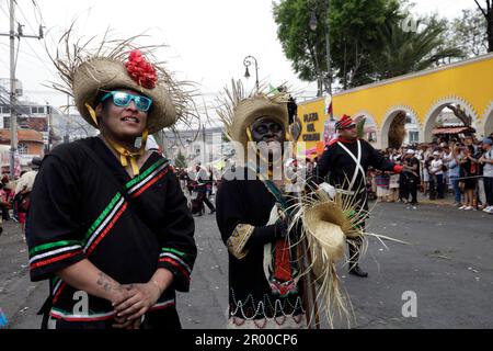 Città del Messico, Messico. 05th maggio, 2023. 5 maggio 2023, Città del Messico, la rappresentazione della Battaglia di Puebla del 1862 nel quartiere Peñon de los Baños è dichiarata dal governo di Città del Messico come patrimonio culturale immateriale di Città del Messico nel suo 93rd° anniversario; Si tiene ogni anno presso il Municipio di Venustiano Carranza a Città del Messico. Il 5 maggio 2023 a Città del Messico (Foto di Luis Barron/Eyepix Group/Sipa USA). Credit: Sipa USA/Alamy Live News Foto Stock