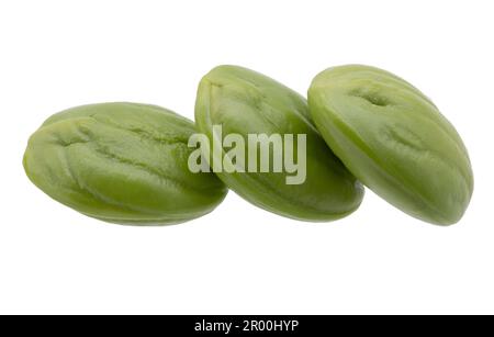 Semi di Sato, fagiolo amaro isolato su fondo bianco. Foto Stock