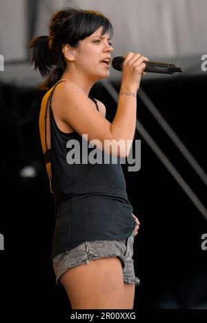 Lily Allen, V2009, Hylands Park, Chelmsford, Essex, Regno Unito - 22 agosto 2009 Foto Stock