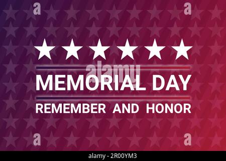 Memorial Day. Ricordate e onorate. Modello per sfondo, banner, biglietto, poster con iscrizione di testo. Illustrazione vettoriale Illustrazione Vettoriale