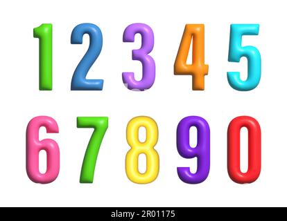 Una serie di 3D numeri colorati. Progettazione di corsi di formazione, siti Web e applicazioni Illustrazione Vettoriale