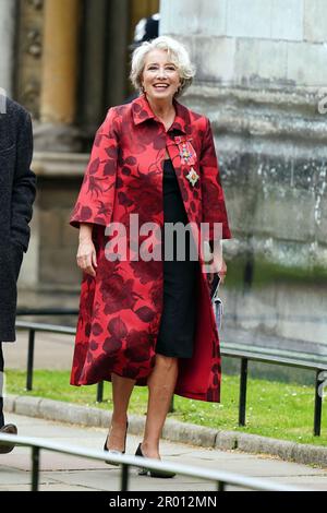 Dame Emma Thompson arriva prima della cerimonia di incoronazione del re Carlo III e della regina Camilla all'Abbazia di Westminster, Londra. Data immagine: Sabato 6 maggio 2023. Foto Stock