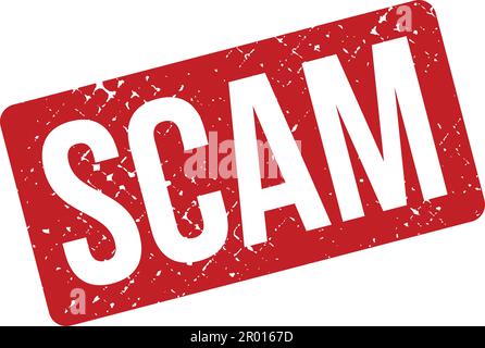 Timbro in gomma scam. Illustrazione vettoriale della guarnizione in gomma grunge rossa - vettore Illustrazione Vettoriale