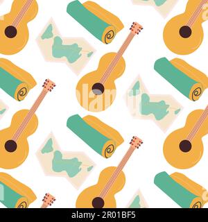 modello di campeggio disegnato a mano in uno stile piatto Illustrazione Vettoriale
