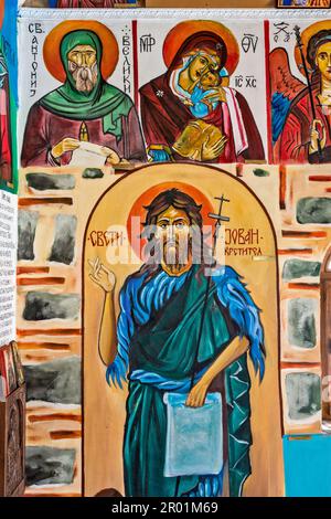Immagine di San Demetrio, nella Cappella di Sant'Ignazio, cappella stradale, ortodossa macedone, costruita nel 2019, a est di Prilep, Pelagonia, Macedonia settentrionale Foto Stock