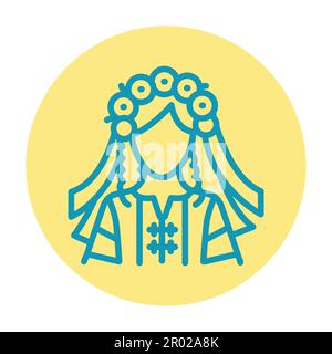 Donna Ucraina in abiti nazionali linea icona colore. Elemento vettore isolato. Illustrazione Vettoriale