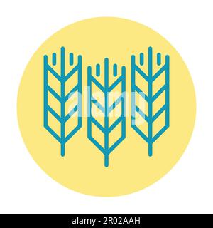 Orecchie di grano e icona blu linea cielo. Elemento vettore isolato. Illustrazione Vettoriale