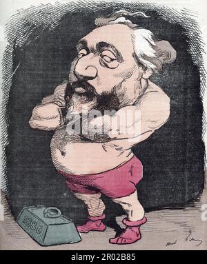 Portrait de Leon Gambetta (1838-1882), homme politique francais. Caricature de Gill, Parigi. A 'Les Hommes d'aujourd'hui' Foto Stock