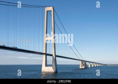 Storebaeltsbroen o Great Belt Bridge, Store Belt, Great Belt, Danimarca Foto Stock