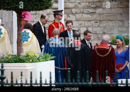 Londra, Regno Unito. 06th maggio, 2023. Ospite in partenza da Westminster dopo la cerimonia di incoronazione nel centro di Londra, Regno Unito, il 6 maggio 2023. Foto di Raphael Lafargue/ABACAPRESS.COM Credit: Abaca Press/Alamy Live News Foto Stock