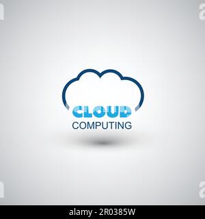 Cloud computing Icon o Label Design Illustrazione Vettoriale
