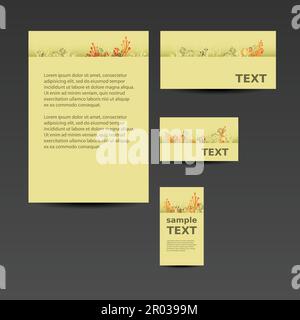 Modello di cancelleria, Corporate Image Design con fiori Illustrazione Vettoriale