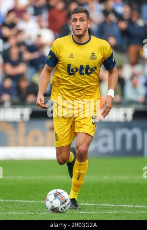 Genk, Belgio. 06th maggio, 2023. Ismael Kandouss di Union ha mostrato in azione durante una partita di calcio tra Club Brugge e Royale Union Saint-Gilloise, sabato 06 maggio 2023 a Brugge, il 2° giorno dei play-off dei campioni della prima divisione del campionato belga della 'Jupiler Pro League' del 2022-2023. BELGA PHOTO DAVID PINTENS Credit: Belga News Agency/Alamy Live News Foto Stock