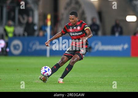 Sydney, Australia. 06th maggio, 2023. Marcelo of Western Sydney Wanderers è visto in azione durante la a-League 2023 Finals Series match tra Sydney FC e Western Sydney Wanderers tenutosi presso il CommBank Stadium. Punteggio finale - Sydney FC 2:1 Western Sydney Wanderers Credit: SOPA Images Limited/Alamy Live News Foto Stock