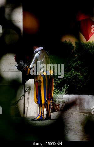 6 maggio 2023 - cerimonia di giuramento delle nuove reclute della Guardia Svizzera Pontificia nel cortile di San Damaso all'interno dell'edificio Apostolico del Vaticano - Città del Vaticano - © EvandroInetti via ZUMA Wire (Credit Image: © Evandro Inetti/ZUMA Press Wire) SOLO PER USO EDITORIALE! Non per USO commerciale! Foto Stock