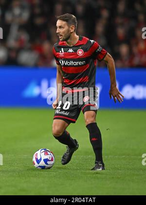 Sydney, Australia. 06th maggio, 2023. Miloö Ninkovi? Dei Western Sydney Wanderers in azione durante la partita Della A-League 2023 Finals Series tra il Sydney FC e i Western Sydney Wanderers che si tiene al CommBank Stadium. Punteggio finale - Sydney FC 2:1 Western Sydney Wanderers (Foto di Luis Veniegra/SOPA Images/Sipa USA) Credit: Sipa USA/Alamy Live News Foto Stock