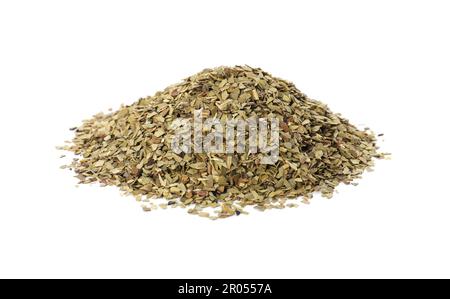 Mucchio di tè aromatico mate isolato su bianco Foto Stock