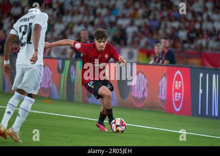 Sevilla, Spagna. 06th maggio, 2023. ABDE Ezzalzouli di CA Osasuna in azione durante la finale della Copa del Rey tra il Real Madrid CF e CA Osasuna allo Stadio Olimpico la Cartuja. (Punteggi finali; Real Madrid CF 2:1 CA Osasuna). Credit: SOPA Images Limited/Alamy Live News Foto Stock