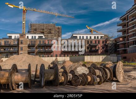 Conversione di una vecchia cartiera in nuovi loft e appartamenti moderni, Hattersheim, Germania Foto Stock