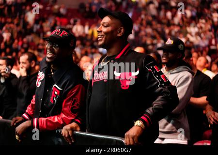 Newark, NJ, Newark, NJ, Stati Uniti. 6th maggio, 2023. Newark, NJ - 6 maggio: (L-R) Kevin Holland e Jahamal Hill alle UFC288:00 - Sterling vs Cejudo al Prudential Center il 6 maggio 2023 a Newark, NJ (Credit Image: © Louis Grasse/PX Imagens via ZUMA Press Wire) SOLO PER USO EDITORIALE! Non per USO commerciale! Foto Stock