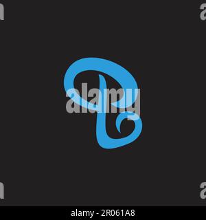 lettera q curva blu vettore logo onde Illustrazione Vettoriale
