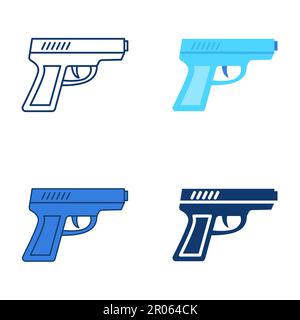 Icona pistola in stile piatto e lineare. Illustrazione vettoriale Illustrazione Vettoriale