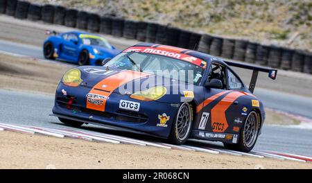 Monterey, California, Stati Uniti. 06th maggio, 2023. Pat Heptig(71)Porsche GT3 in arrivo a Turn 4 durante la gara 1 di TransAm Speedfest IGT al circuito Weathertech Laguna Seca Monterey, CA Thurman James/CSM/Alamy Live News Foto Stock