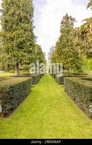 Erignac et ses Jardins, giardini storici formali con topiario scolpito Foto Stock