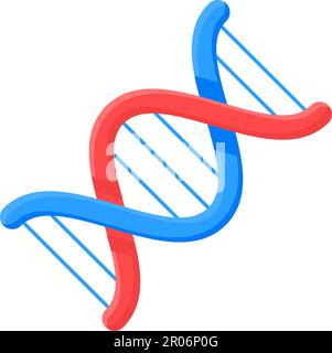 Legame chimico connesso alla molecola di DNA a spirale. Studio della struttura e della composizione di cellule e proteine in laboratorio biologico. Cartoon semplice piatto ve Illustrazione Vettoriale