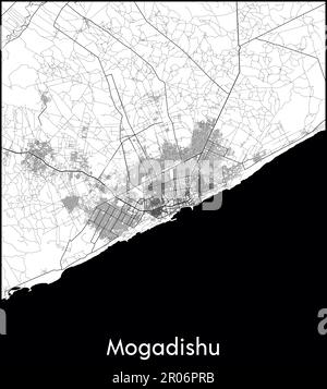 Mappa della città Africa Somalia Mogadiscio illustrazione vettoriale Illustrazione Vettoriale