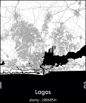 Mappa della città Africa Nigeria Lagos illustrazione vettoriale Illustrazione Vettoriale