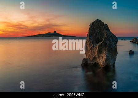 Tramonto a Isola delle femmine, Sicilia Foto Stock