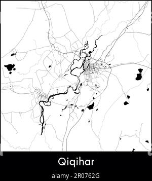 Mappa della città Asia Cina Qiqihar illustrazione vettoriale Illustrazione Vettoriale