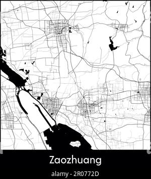 Mappa della città Asia Cina Zaozhuang illustrazione vettore Illustrazione Vettoriale