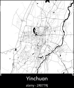 Mappa della città Asia Cina Yinchuan illustrazione vettoriale Illustrazione Vettoriale