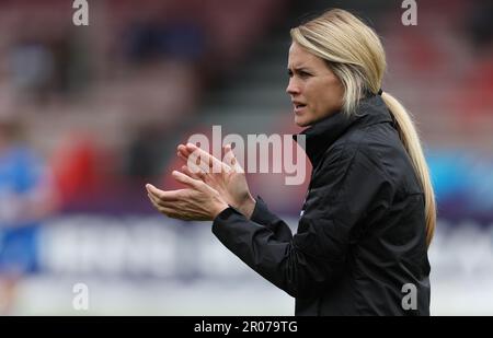 Crawley, Regno Unito. 7th maggio, 2023. Durante il Barclays Women's Super League match tra Brighton & Hove Albion e West Ham United al Broadfield Stadium di Crawley. Credit: James Boardman/Alamy Live News Foto Stock