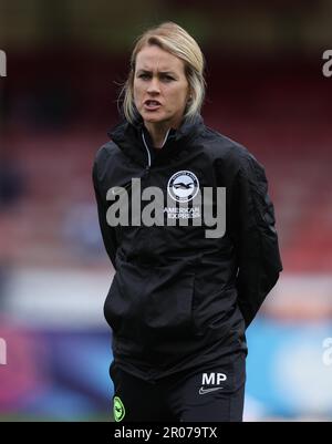 Crawley, Regno Unito. 7th maggio, 2023. Durante il Barclays Women's Super League match tra Brighton & Hove Albion e West Ham United al Broadfield Stadium di Crawley. Credit: James Boardman/Alamy Live News Foto Stock