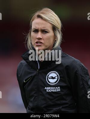 Crawley, Regno Unito. 7th maggio, 2023. Durante il Barclays Women's Super League match tra Brighton & Hove Albion e West Ham United al Broadfield Stadium di Crawley. Credit: James Boardman/Alamy Live News Foto Stock