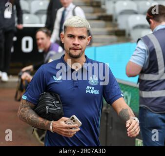 Newcastle, Regno Unito. 07th maggio, 2023. 7th maggio 2023; St James' Park, Newcastle, Inghilterra: Premier League Football, Newcastle United contro Arsenal; Bruno Guimaraes di Newcastle United arriva al St James' Park Credit: Action Plus Sports Images/Alamy Live News Foto Stock
